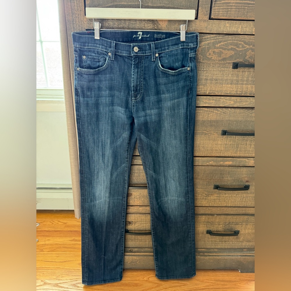 7 For All Mankind Dark Blue Straight Jeans